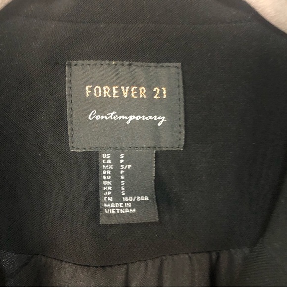 Forever 21 Women’s Jacket Black Crepe Double Breasted Military Cropped - Picture 4 of 8